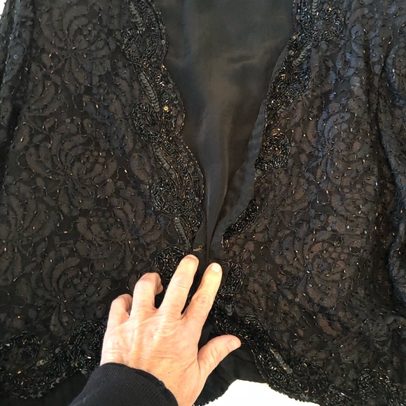 Vintage Brilliante by J.A. Sequins Beaded Lace Black Jacket, Women’s PL, Formal - Picture 15 of 16